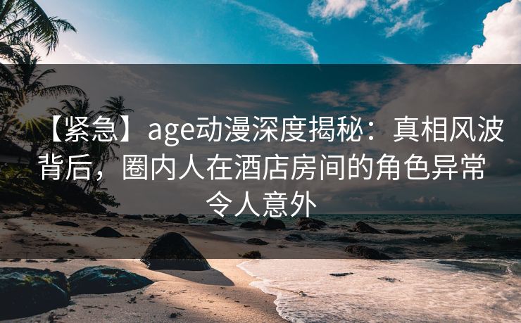 【紧急】age动漫深度揭秘：真相风波背后，圈内人在酒店房间的角色异常令人意外